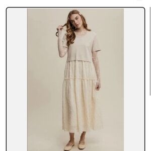 Listicle Cream and Tan Kids Casual Dress